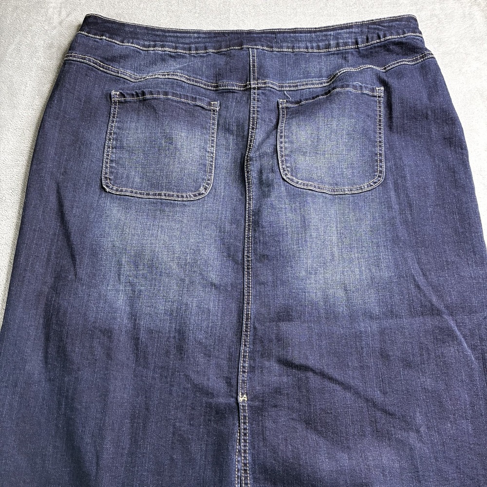 Est. 1946 Denim Womens Skirt Size 18W Dark Wash Pockets Back Slit Stretch Modest - Picture 7 of 12